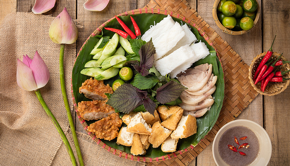 Bún đậu + chả cốm + thịt luộc