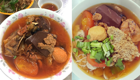Bún riêu ốc + chả + riêu cua