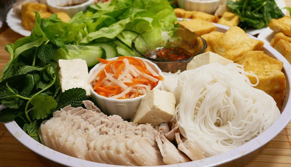Bún đậu + thịt + dồi chiên