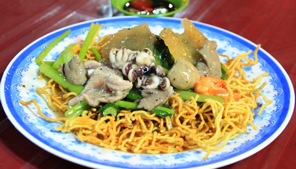 Bún gạo xào tôm